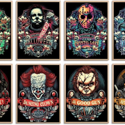 Gearock 8 Pack Horror Diamond Painting Kits, Halloween Scary Diamond Art Kits for Adults, 5D Diamond Art Painting Kits for Room Bedroom Living Room Bathroom Decor, Christmas Gifts, 12x16 Inch