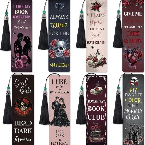Gothic Diamond Art Bookmarks - 8 Pcs Dark Romance Diamond Painting Bookmarks Horror Halloween Christmas Gifts for Women DIY Gem Art Rhinestone Crafts Kit for Women