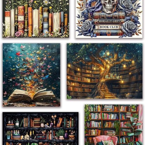 Tiwabb 6 Pack Book Diamond Art Kits for Adults Beginners,Diamond Painting Kits for Adults,5D Full Drill DIY Diamond Dot Gem Art Kit Wall Home Decor Arts Craft 12x16-14X14 inch