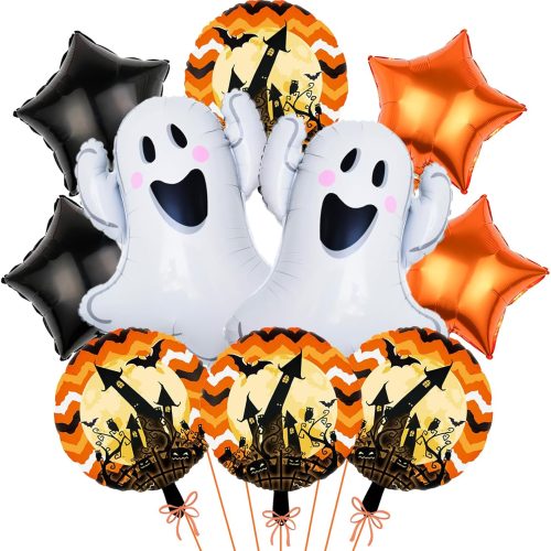 Ghost Balloons and Orange Black Star Balloon, Halloween Foil Balloons for Ghost Birthday Decorations, Halloween Party Supplies