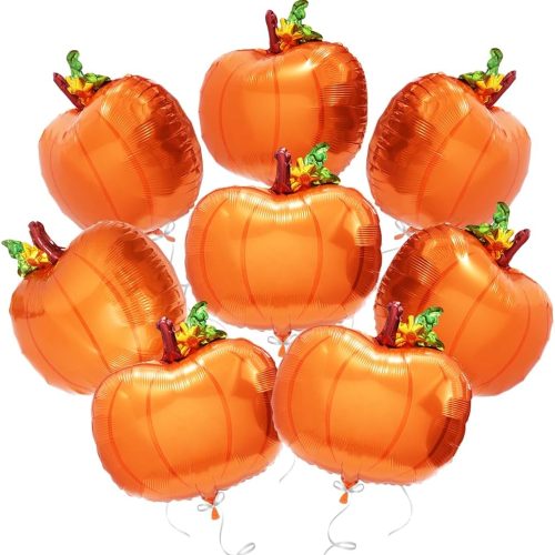 Fall Autumn Harvest Thanksgiving Pumpkin Balloon Pumpkin Party Decoration For Birthday Supplies Baby Shower, 8 Pack Cute Pumpkin Foil Balloons Fall Mylar Balloons All Saints' Day Halloween Balloon