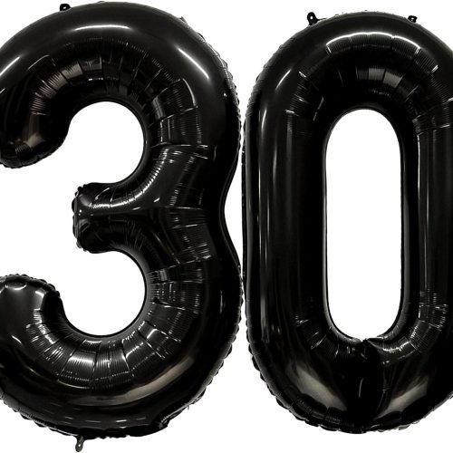 FIROMI 30 Number Balloons Black Big Giant Jumbo Mylar Foil 30 Balloon Numbers for 30th Birthday Party Anniversary Decorations 40-inches