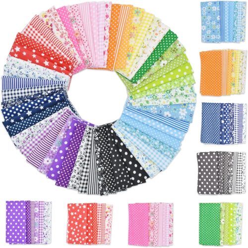 56Pcs 10"x10" Quilting Cotton Fabric Squares Sheets Pre-Cut Multi-Color No Repeat Design Printed Floral Craft Fabric for DIY Sewing Scrapbooking Quilting Craft Patchwork (56 Different Patterns)