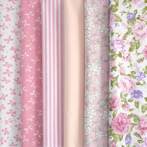 Misscrafts 6pcs Craft Fabric Bundle 100% Cotton Quilting Fabric 18x22 Inches Squares Multicolored Different Pattern for Patchwork DIY Sewing Scrapbooking Bowknot