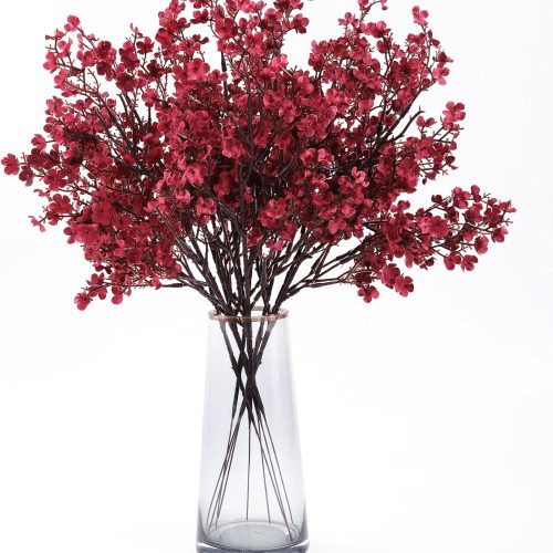 Hananona 10 Pcs Babys Breath Artificial Gypsophila Flowers Halloween Fake Silk Flowers for Home Decor Floral Arrangement Table Centerpieces (10, Burgundy)