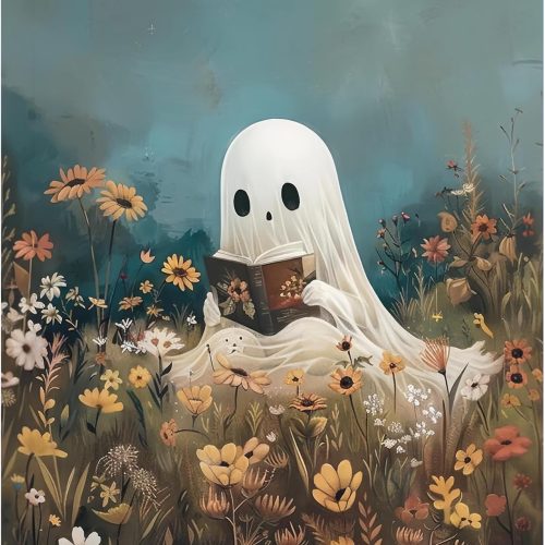 xcemhil Halloween Paint by Numbers, Ghost Paint by Numbers Kit for Adults, Ghost in Flower Paint by Number for Adults on Canvas for Gift Home Wall Decor 16x20in