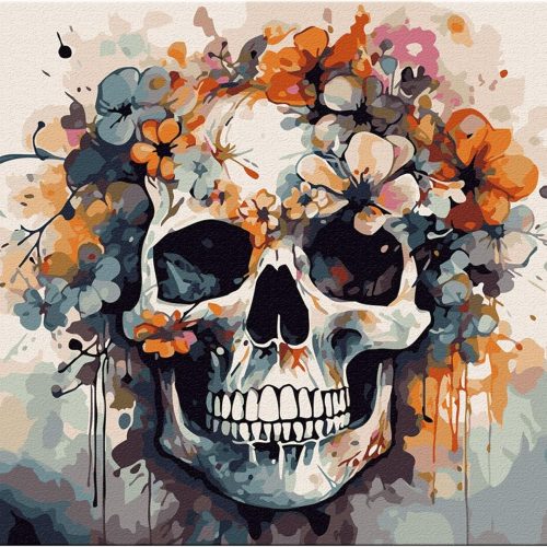 TOCARE Skull Paint by Numbers kit for Adults, Skull Paint by Number for Adults Canvas, Acrylic Adult Paint by Number Kits Flower 16x20inch