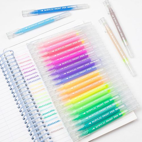 SASPOO Acrylic Gel Pens for Drawing,Colors Gel Paint Pens Ultra Fine ST Point 1.0, Set of Acrylic Marker Pens Color Ink for Journaling, Crafts Art Supplies (24)