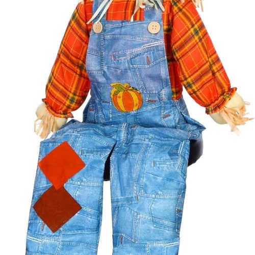 CT0831ZRA392GT_1 Shappy 60 Inch Large Fall Scarecrow Sitter Halloween Decoration Country Charm Harvest Outdoor Indoor Sitting Scarecrow for Garden Home Yard, Boy Style