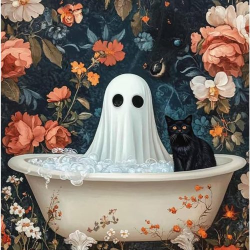 Reivworl Halloween Paint by Numbers Kit for Adults Beginners, Ghost Paint by Numbers, Adult Paint by Number Kits for Gifts and Home Wall Decor 16x20Inch