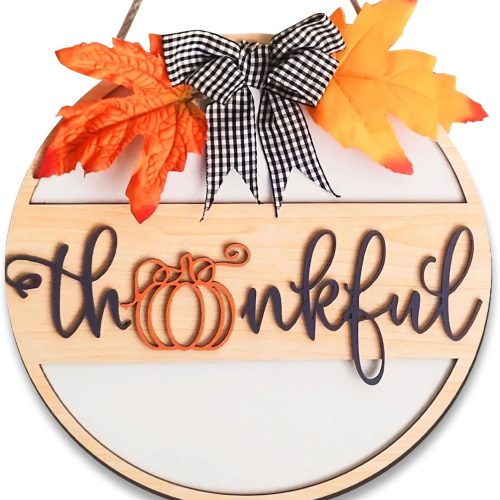 Thanksgiving Decorations for Front Door Fall Door Decor 3D Thankful Fall Decor Fall Decorations for Home with Maples Leaves and Bowknot Indoor Outdoor