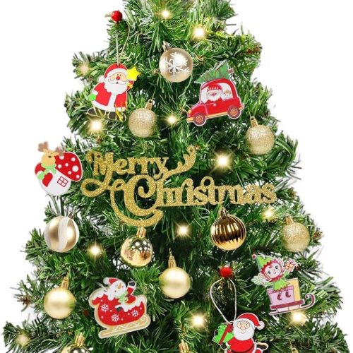 24 Inch Mini Table top Christmas Tree with Timer 30 LEDs & 34 Ornaments 2 Ft Small Tabletop Christmas Tree with Lights Artificial Christmas Decorations Desk Kid Room Office Home Decor Xmas