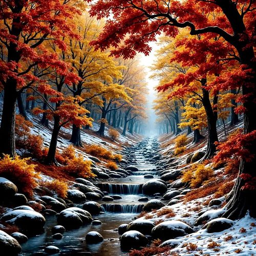 LKHMVCA Autumn Forest Tree Diamond Painting Kits for Adults, 5D Diamond Art Kits for Adults Beginners, DIY Full Round Drill Diamond Dot Painting Gem Art Kits for Adult, Home Wall Decor 13.8x13.8 Inch
