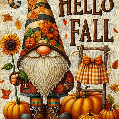 Axquilon Hello Fall Diamond Art Kits for Adults - Gnome Diamond Painting Kits for Adults, 5D Round Full Drill DIY Autumn Gem Art Paint by Diamonds for Home Wall Decor 12x16 inch
