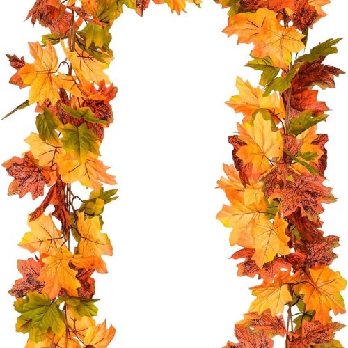 Lvydec 2 Pack Maple Leaves Fall Garland Clearance - 6ft/Strand Artificial Fall Foliage Garland Colorful Autumn Decoration for Home Wedding Party Thanksgiving