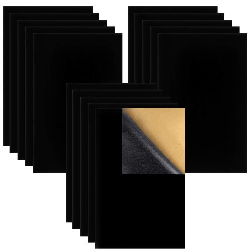Thyores 15PCS Stick Black Felt, Self Adhesive Felt Sheets, DIY Velvet Fabric for Art & Crafts, Jewelry Drawer Craft Fabric and Craft Making -A4 Size（8.3" x 11.8"）