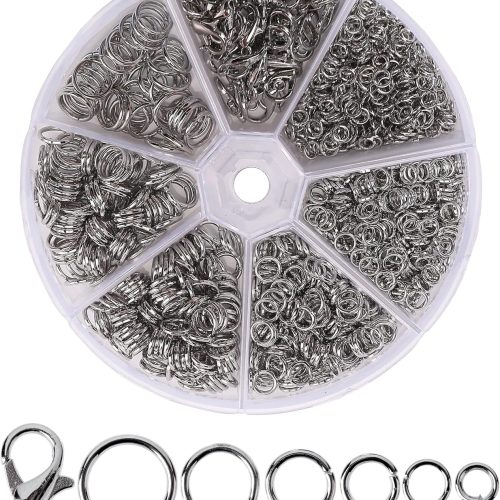 Mr. Pen- Open Jump Rings, Silver, 1014 pcs, 6 Sizes Open Jump Rings for Jewelry Making, Silver Jump Rings and Lobster Clasps