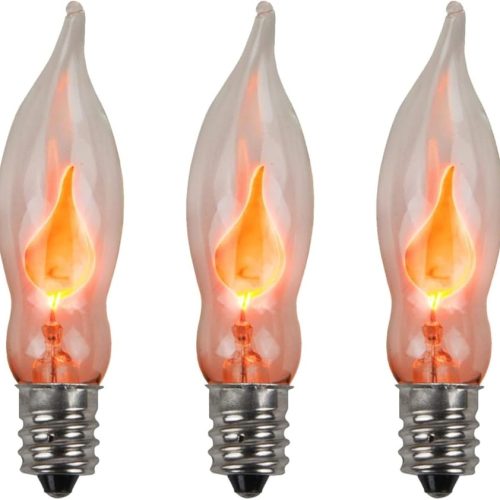 Creative Hobbies® A101 Flicker Flame Light Bulb - 3 Watt, 130 Volt, E12 Candelabra Base, Nickel Plated Base - Dances with a Flickering Orange Glow | 5 Pack