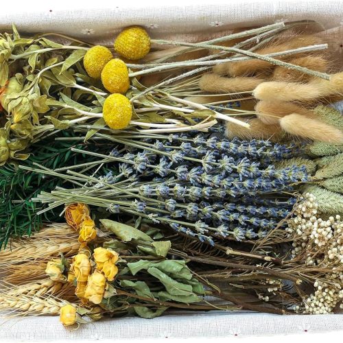 DIY Natural Dried Flower Set, Bulk Dried Flowers for Vase, Dried Flowers with Stems, Dried Roses, Mini Dried Flower Bouquets.(Brown)