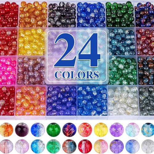 XSEINO About 1200+ PCS 6mm Golden Silk Style Glass Beads Bracelet Making Kit,24 Assorted Colors Golden Silk Series Crystal Beads for Bracelet and Jewelry Making and DIY Crafts,Friendship Bracelets25.55CT1139CT