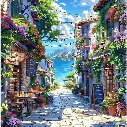 Landscape Paint by Numbers for Adult, Scenery Paint by Numbers Kit for Adults Beginners, DIY Acrylic Paint by Number on Canvas for Home Wall Art Decor 16x20 Inch