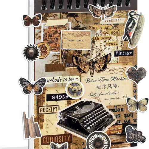 50 Sheets Precut Dark Academia Washi Stickers Book for Journaling, 604PCS Vintage Scrapbook Stickers, Ephemera for Junk Journal Supplies, Scrapbooking, Bujo, Collage, Adults Crafts Arts