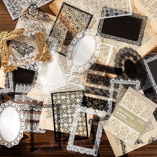 180 PCS Lace Scrapbook Stickers Vintage Scrapbooking Sticker Aesthetic Journal Journaling Decorative Washi Stickers Kit for Bullet Planners Art Collage Album Cottagecore