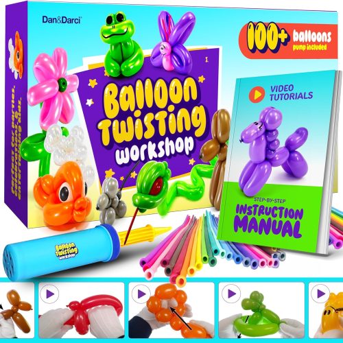 Balloon Animal Twisting Kit with Pump for Kids - Boy & Girl Gift - Birthday Gifts for Girls and Boys - Arts and Crafts for Kid Ages 8-12 - 6 7 8 9 10 11 12 Year Old - Animals Balloons
