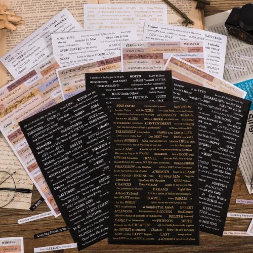 Yoksas 12 Sheets Vintage Golden Quote Stickers - Words Phrases Scrapbook Supplies Stickers for Junk Journaling,Planners