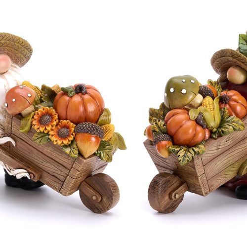 Valery Madelyn Fall Decorations for Home, 2 Pcs Fall Gnomes Decor for Table Indoor Outdoor, Resin Thanksgiving Decorations Garden Pumpkins Figurines for Autumn Harvest Porch Tiered Tray Mantel, 4"