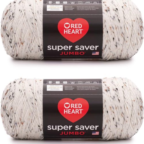 Red Heart Super Saver Jumbo Aran Fleck Yarn - 2 Pack of 10oz/283g - Acrylic - 4 Medium (Worsted) - 482 Yards - Knitting/Crochet