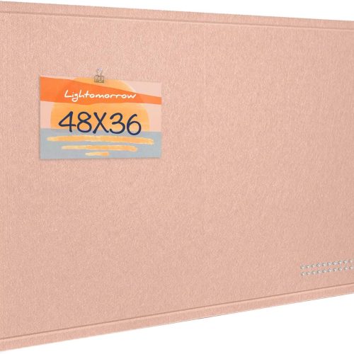 Large Bulletin Board - 48 x 36 Inches, Decorative Felt Pin Board for Wall - 4' x 3' Foldable Photo Display Board with Self-Adhesive Tape,Includes 20 Push Pins - Mauvey Pink