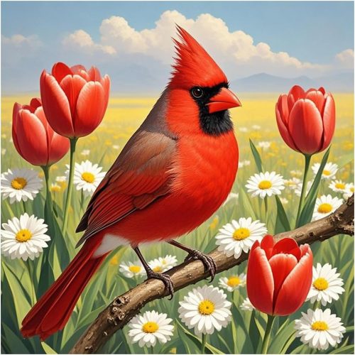 hill froeistung Diamond Painting Kits for Adults Cardinal, Round Full Drill Diamond Art Kits, 5D DIY Paint with Diamonds Crafts for Home Wall Decoration Gifts 12×12Inch, Bird