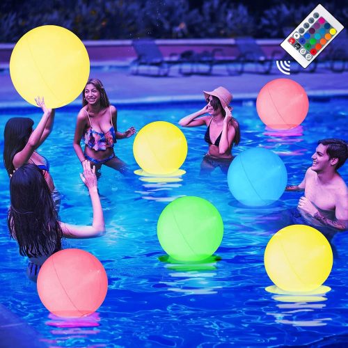 Pool Toys，4 Packs Led Beach Ball Toy with 16 Colors Lights and 4 Light Modes, Pool Beach Games Balls for Summer Parties, Glow in The Dark Pool Beach Decorations for Kids&Adults