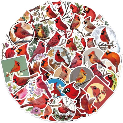 50PCS Red Cardinalis Birds Stickers, Realistic Waterproof Northern Cardinal Stickers Red Bird Sticker for Girls Boys Kids Adults Girls Water Bottles Laptop Computer Phone Guitar Deals