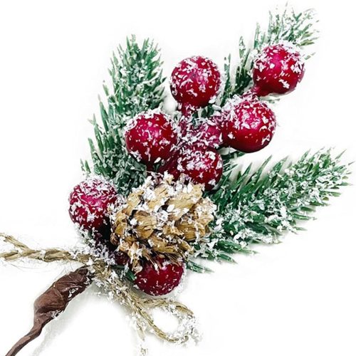 Christmas Berries Red Stems Evergreen Pine Branches 8pcs Christmas Picks Spray Artificial Pine Cones Holly Stem Craft Winter Holiday Floral Picks for Decoration DIY Xmas Garland Wreath Ornaments30.66CT3729CT