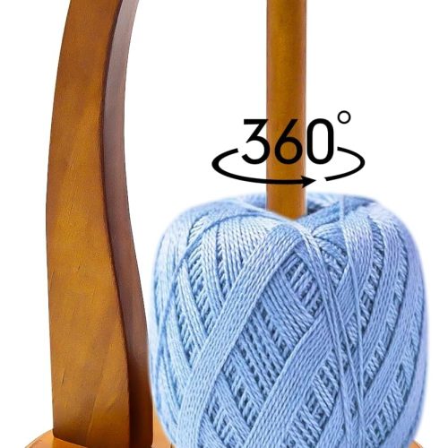 Premium Wooden Yarn Holder for Crocheting and Knitting, 360° Rotating Yarn Spinner with Anti-Slip Base, Tangle-Free Yarn Spool Rack for DIY Craft Lovers–Fit for Yarn Storage & Organizer