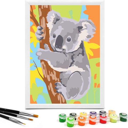 Nariolar Paint by Numbers for Kids Ages 4-8 with 7X9.5 inch Pre-Printed Cardboard,12 Acrylic Paint Pots and 3 Painting Brushes, Craft Gift Room Decor for Children,(Koala in The Tree)