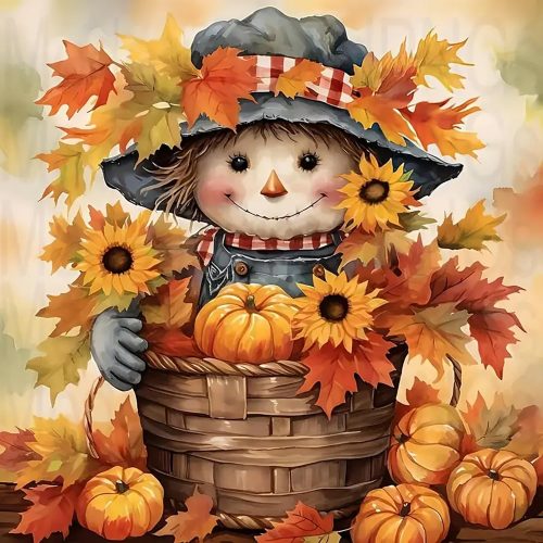 Scarecrow Pumpkin Sunflower Diamond Painting Kits for Adults,5D Fall Diamond Art Kits for Adults Beginners,DIY Full Round Drill Diamond Dot Painting Gem Art Kits for Adult,Home Wall Decor 13.8x13.8 In