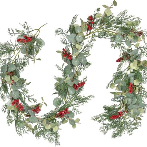 Christmas Pine Garland, Artificail Greengery Garland Indoor Outdoor Garden Gate Home Decoration for Winter Holiday Home New Year Decor (Dark Green)