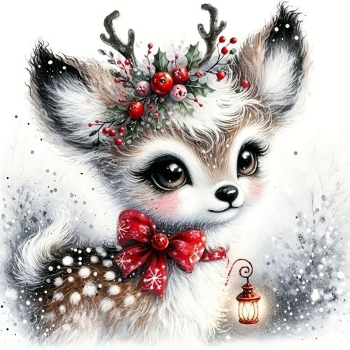 Christmas Diamond Art Kits for Adult, Xmas Deer 5D Diamond Painting Kits for Beginners, DIY Round Full Drill Winter Holiday Diamond Dot Gem Art Kits for Home Decor 12 X 12 Inch