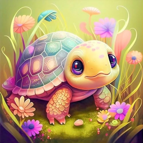 ijbnhd Turtle Diamond Painting Kits, Cute Turtle Diamond Art Kit for Adults Beginner 5D Diamond Painting Kits for Adults Full Drill Round for Wall Decor12x12in