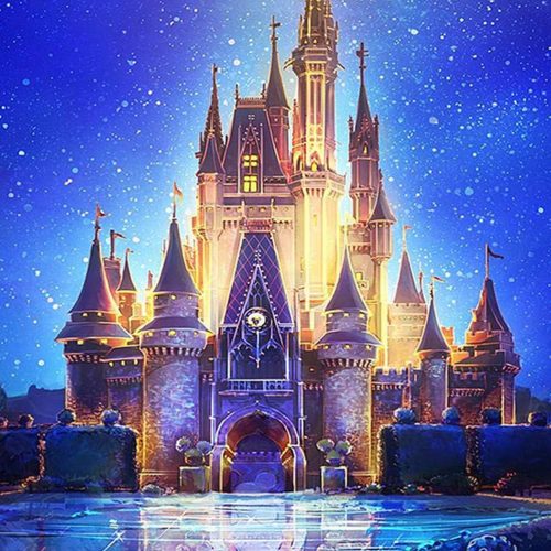 DIY 5D Diamond Painting Kits for Adults, Minelife Full Drill Crystal Rhinestone Painting by Number Kits Arts Craft Rhinestone Embroidery for Home Wall Decor Starry Castle (30x40cm)