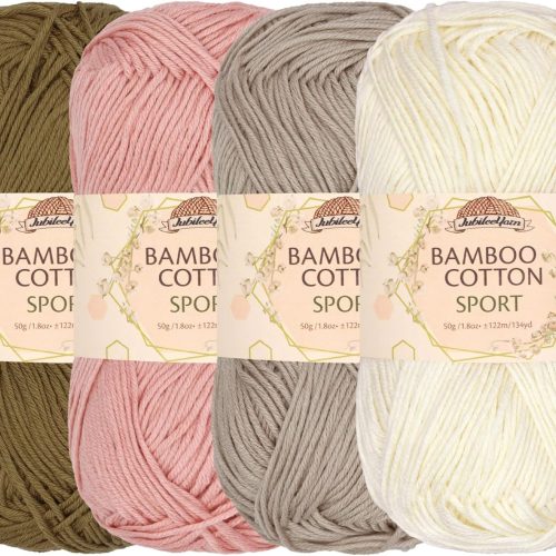 JubileeYarn Bamboo Cotton Sport Yarn - 50g/Skein - Shades of Neutral Tones - 4 Skeins