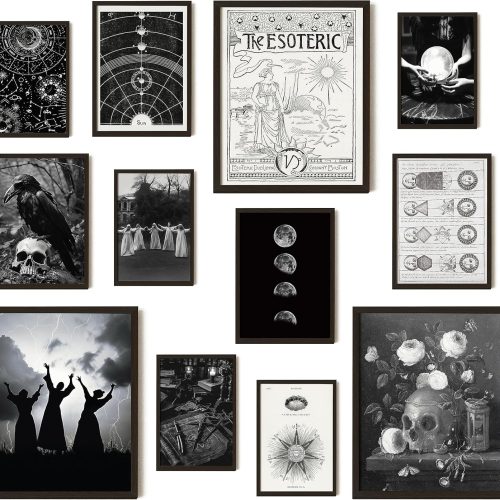 97 Decor Witchy Home Decor - Vintage Gothic Decor for Home, Creepy Goth Posters Halloween Art Prints, Spooky Picture for Bedroom (unframed)