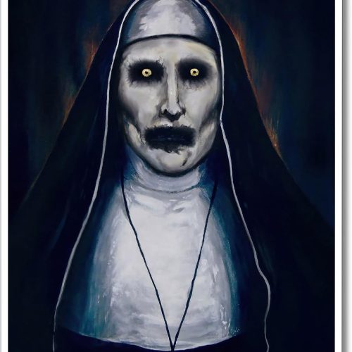 Neejaold Vintage Horror Movie Poster Artwork The Conjuring Mystery Nun Canvas Wall Art Halloween Prints Painting Classic Scary Posters Halloween Room Wall Decor for Bedroom 12x16in Unframed