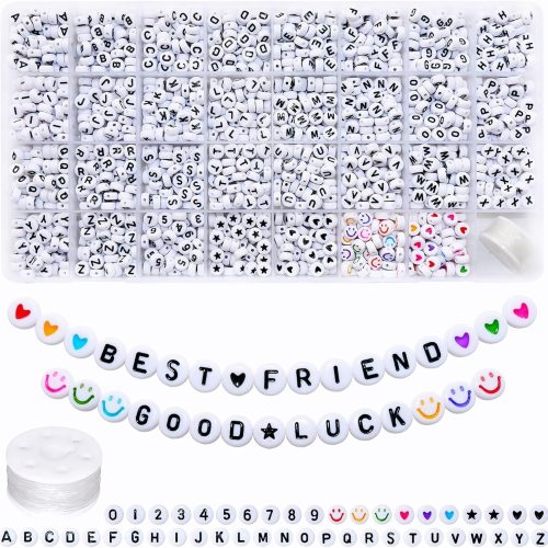 CTAB11CT_1 Amaney 1600pcs Acrylic Alpabet Letter Beads,31 Styles,Heart,Number,Star and Smiley Beads,4x7mm for Jewelry Making Bracelets Necklaces Key Chains