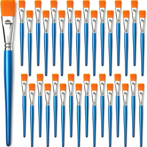 1 inch Flat Paint Brushes for Acrylic Painting, 32 Pieces Large Acrylic Paint Brushes Bulk for Acrylic, Watercolor, Oil, Crafts, Face Body Art