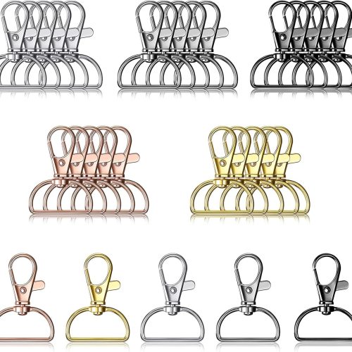 25 Pcs Metal Swivel Clasp Hooks 1 Inch D Ring Keychain Making Kit Lanyard Snap Hooks Keychain Clip Hooks Lobster Claw Clasps for Lanyard Making, Purse Hardware, DIY Craft
