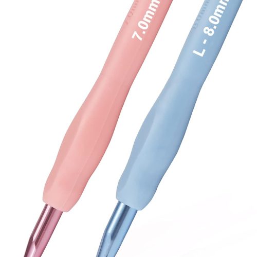 YOJOB 2Pack Size 7.0mm, L / 8.0mm Crochet Hooks, Super Smooth & Ergonomic for Beginner and Advanced (7.0mm, 8.0mm)